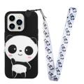 Cartoon Design iPhone 14 Pro Max TPU Tok Cipzáras Zsebbel - Panda