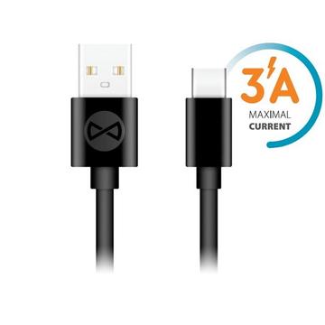 Forever USB-A USB-C kábel - 1m, 3A - Fekete