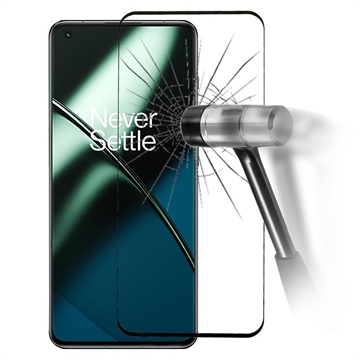 Teljes borítású OnePlus 11 edzett üveg képernyővédő fólia - fekete