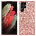 Glitter sorozatú Samsung Galaxy S23 Ultra 5G hibrid tok - Rose Gold