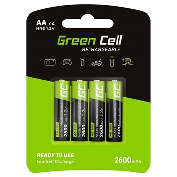 Green Cell HR6 újratölthető AA akkumulátorok - 2600 mAh - 1x4