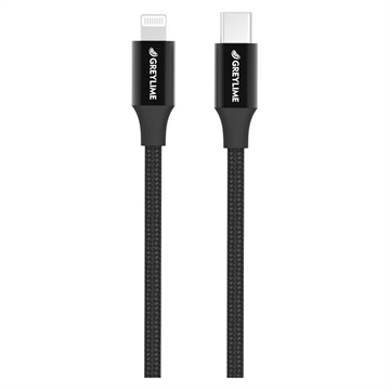 GreyLime 18W fonott USB-C / Lightning kábel - MFi tanúsítvánnyal - 1m - Fekete