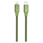 GreyLime 18W fonott USB-C / Lightning kábel - MFi tanúsítvánnyal - 1m - Zöld