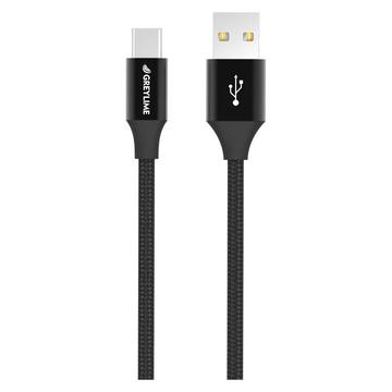 GreyLime Fonott USB-A / USB-C Kábel - 1m - Fekete