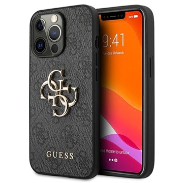 Guess 4G nagy fém logós iPhone 13 Pro hibrid tok - fekete