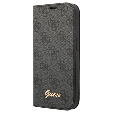 Guess 4G Metal Gold Logo iPhone 14 Pro Max Flip Tok - Fekete