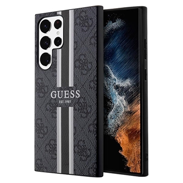 Guess 4G Printed Stripe Samsung Galaxy S23 Ultra 5G Hibrid Tok - Fekete