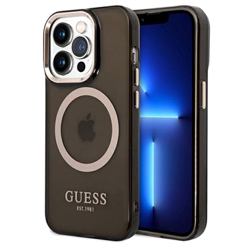 Guess Gold Outline MagSafe iPhone 14 Pro Hibrid Tok