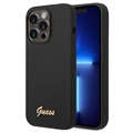 Guess Metal Logo iPhone 14 Pro Szilikon Tok - Fekete