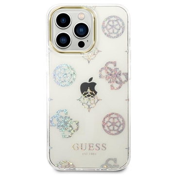 Guess Peony Glitter iPhone 14 Pro Max Hibrid Tok - Fehér