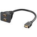 HDMI / 2x HDMI adapter aranyozott érintkezőkkel - 10 cm