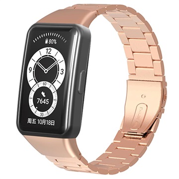 Huawei Band 6, Honor Band 6 rozsdamentes acél szíj - 37 mm - Rose Gold