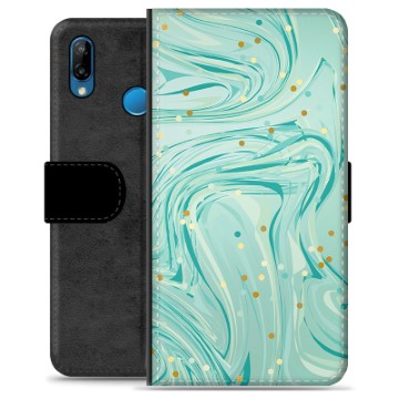 Huawei P30 Lite prémium pénztárca tok - zöld menta