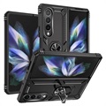 Samsung Galaxy Z Fold4 Hibrid Tok Fém Támasztékkal - Fekete