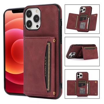 iPhone 14 Pro Max Hybrid Case with Wallet - Wine Red