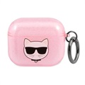 Karl Lagerfeld Glitter Choupette Head AirPods 3 TPU tok - rózsaszín