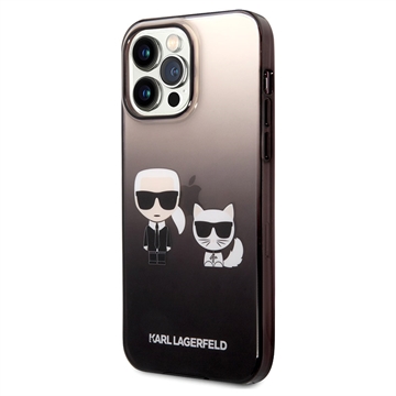 Karl Lagerfeld Gradient Karl & Choupette iPhone 14 Pro Max Tok - Fekete