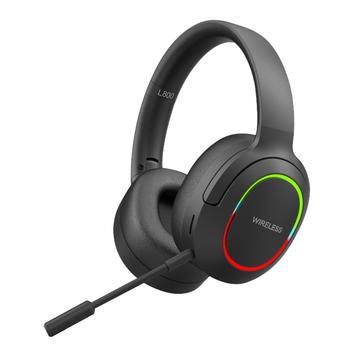 L800 vezeték nélküli fejhallgató zenei játék headset összecsukható Bluetooth fejhallgató LED fényekkel / mikrofonnal - Fekete