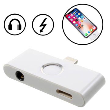 iPhone X Lightning és 3,5 mm-es audioadapter Home gombbal - ezüst