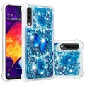 Folyékony csillogó Samsung Galaxy A50 TPU tok - kék pillangó