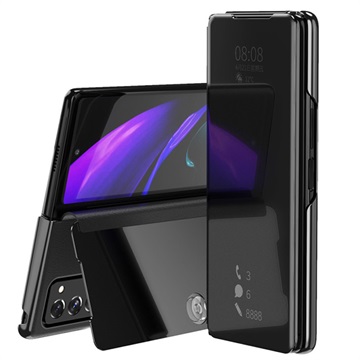 Luxus sorozatú tükörkép Samsung Galaxy Z Fold2 5G Flip tok - fekete