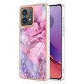 Motorola Moto G84 Marble Pattern Electroplated IMD TPU Case - Blue / Pink