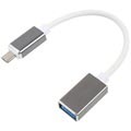 MicroUSB / USB OTG kábeladapter - 16 cm - fehér / ezüst