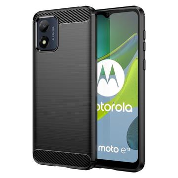 Motorola Moto E13 Szálcsiszolt TPU Tok - Szénszálas - Fekete