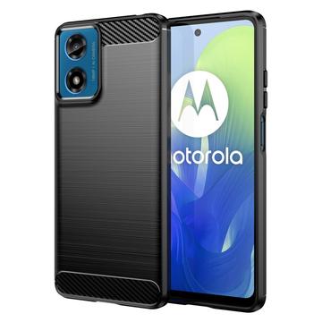 Motorola Moto G04/G24 Szálcsiszolt TPU Tok - Szénszálas - Fekete