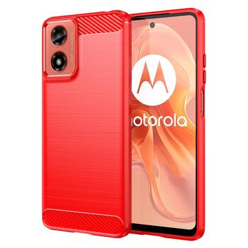 Motorola Moto G04/G24 Szálcsiszolt TPU Tok - Szénszálas - Piros