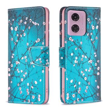 Motorola Moto G34 Wonder Series Wallet Case - White Flowers