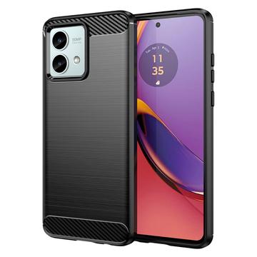 Motorola Moto G84 Szálcsiszolt TPU Tok - Szénszálas - Fekete