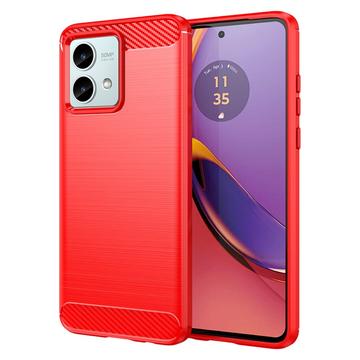 Motorola Moto G84 Szálcsiszolt TPU Tok - Szénszálas - Piros