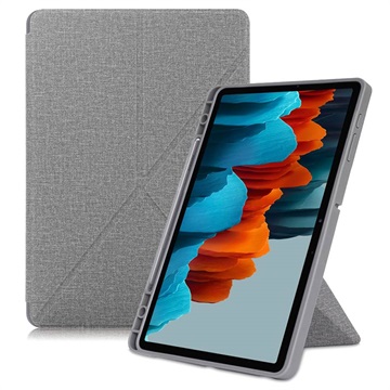 Origami állvány Samsung Galaxy Tab S7+/S8+ fóliás tok - szürke