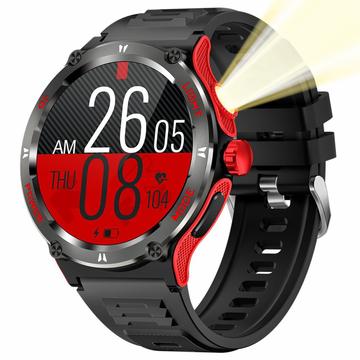 Outdoor-Style Waterproof Smartwatch KT76 w. Compass, Flashlight - 1.53"