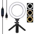 PULUZ PKT3059B 6.2" 16cm USB 3 Modes Dimmable Vlogging Photography Video LED Ring Lights + Tripod Mount Kit