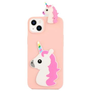 3D Cartoon iPhone 14 Plus TPU Tok - Egyszarvú