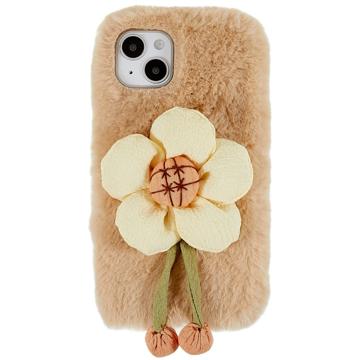 3D Plush Doll iPhone 14 TPU Tok - Bézs / Virág