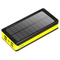 Psooo PS-406 Solar Power Bank/Vezeték nélküli töltő - 20000mAh - Sárga