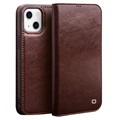 Qialino Classic iPhone 13 Mini Wallet bőr tok - barna