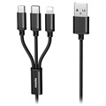 Remax Gition 3 az 1-ben USB-kábel - Lightning, Type-C, MicroUSB - Fekete