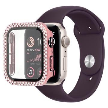 Rhinestone Decorative Apple Watch SE (2022)/SE/6/5/4 Tok Képernyővédő Fóliával - 44mm - Rózsaszín