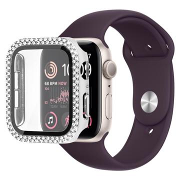 Rhinestone Decorative Apple Watch SE (2022)/SE/6/5/4 Tok Képernyővédő Fóliával - 44mm - Ezüst