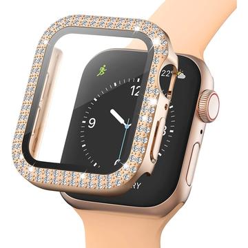 Rhinestone Decorative Apple Watch SE (2022)/SE/6/5/4 Tok Képernyővédő Fóliával - 40mm - Rózsa arany