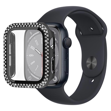 Rhinestone Decorative Apple Watch Series 9/8/7 Tok Képernyővédő Fóliával - 41mm - Fekete