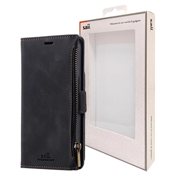 Saii Zipper iPhone 13 Pro Wallet Case with Strap