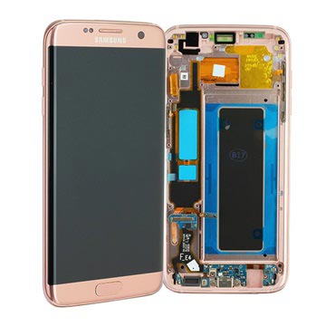 Samsung Galaxy S7 Edge előlap és LCD kijelző GH97-18533E - rózsaszín