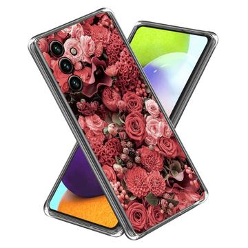 Samsung Galaxy A25 Stílusos Ultravékony TPU Tok - Piros Virágok