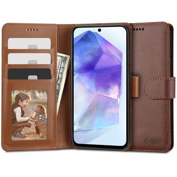 Samsung Galaxy A55 Tech-Protect Wallet Case W. Magnet & Stand - Brown