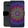 Samsung Galaxy S10 Premium pénztárca tok - színes mandala